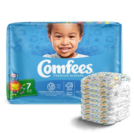 Diaper Unisex Baby Diaper Comfees® Size 7 Disposable Moderate Absorbency (20/BG 4BG/CS) by Domtar  ID CMF-7